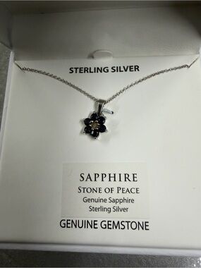 Macy's Sterling Silver Sapphire Flower Pendant Necklace - Blue